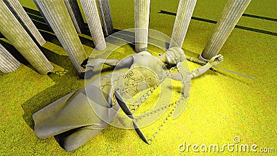 Broken lady of justice 3d rendering Stock Photo