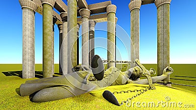 Broken lady of justice 3d rendering Stock Photo