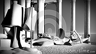 Broken lady of justice 3d rendering Stock Photo