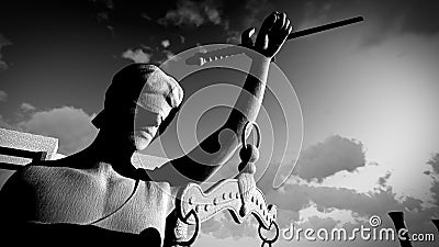 Broken lady of justice 3d rendering Stock Photo