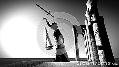 Broken lady of justice 3d rendering Stock Photo