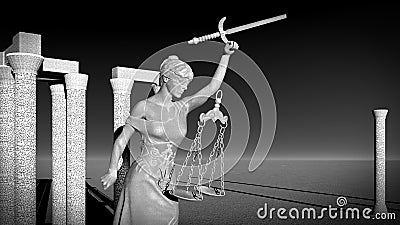 Broken lady of justice 3d rendering Stock Photo