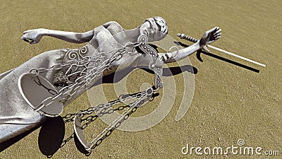 Broken lady of justice 3d rendering Stock Photo