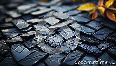 Broken leaf on dirty ground, autumn textured yellow backdrop generated by AI Stock Photo