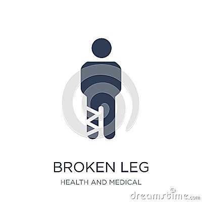 Broken leg icon. Trendy flat vector Broken leg icon on white background from Health and Medical collection Vector Illustration