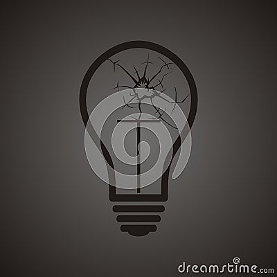 Broken light bulb. idea concept. Vector Illustration