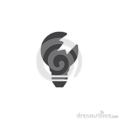 Broken lightbulb vector icon Vector Illustration