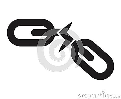 Broken link or chain break line art icon for apps and websites Vector Illustration