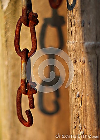 Broken link in a chain Stock Photo