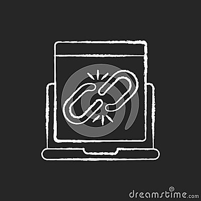 Broken link chalk white icon on black background Vector Illustration