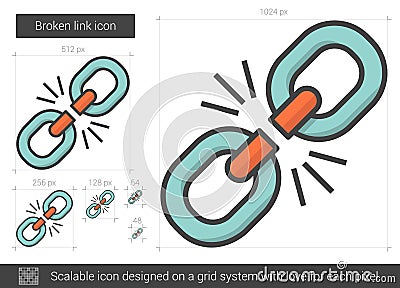 Broken link line icon. Vector Illustration