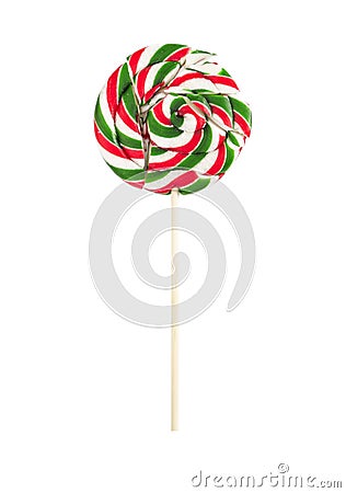 Broken lollipop with green and red stripes Stock Photo