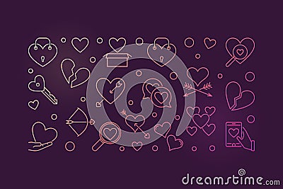 Broken love vector colorful outline illustration or banner Vector Illustration