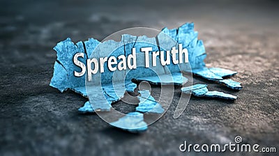 Broken Map with Spread Truth Message Highlighting Transparency, Trust, and Information Integrity Stock Photo