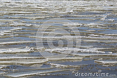 Melting ice in the water in the beginning of Spring Stock Photo