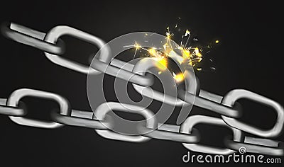 Broken metal chain on background. Freedom concept Stock Photo