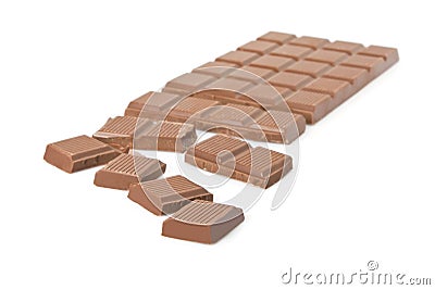 Broken milk chocolate bar Stock Photo