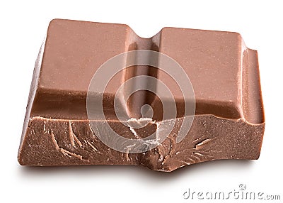 Broken milk chocolate bar isolated with shadow. Horizontal compo Stock Photo