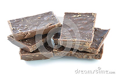 Broken milk chocolate bar isolated on white background Stock Photo