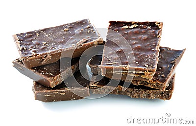 Broken milk chocolate bar isolated on white background Stock Photo