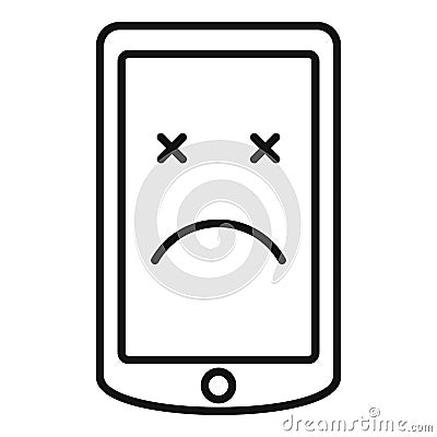 Broken mobile phone icon, outline style Vector Illustration