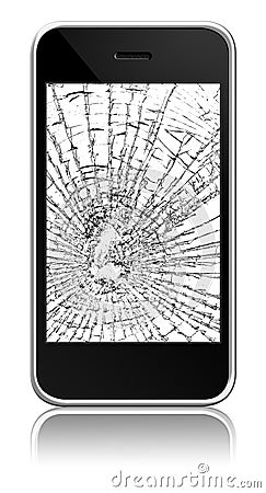 Broken new mobile Stock Photo