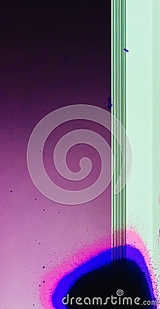 Broken OLED display of a smartphone, abstract glitch background with copy-space Stock Photo