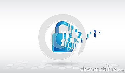 Broken padlock icon and internet technology antivirus secure. Cyber security internet and networking concept. Virus attack concept Vector Illustration