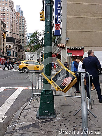 Traffic Signal, Street Repairs, NYC, NY, USA Editorial Stock Photo