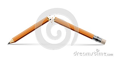 Broken pencil isolated on white background. Vector realistic illustration. Vector Illustration