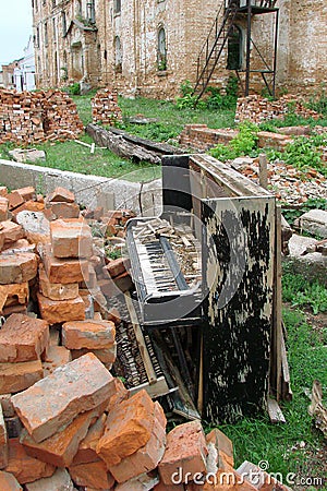 Broken Piano 01 Stock Photo