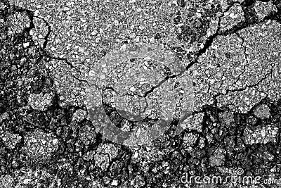 Broken in pieces and in the cracks roadbed Stock Photo