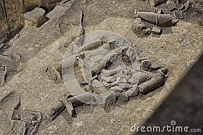 The broken pieces of Terracotta Army Editorial Stock Photo