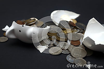 Broken Piggy Bank Stock Photo