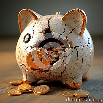 Broken Piggy Bank Stock Photo