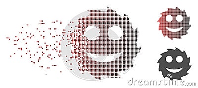 Broken Pixel Halftone Circular Blade Happy Smiley Icon Vector Illustration