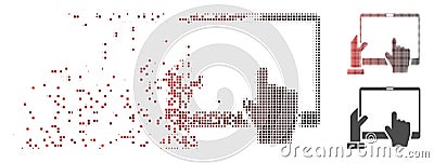 Broken Pixel Halftone Hand Points PDA Icon Vector Illustration