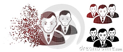 Broken Pixelated Halftone Manager Group Icon Vector Illustration