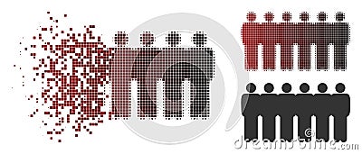 Broken Pixelated Halftone People Demographics Icon Vector Illustration