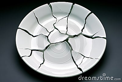 Broken plate, fragile materials, easy to damage reminds us of the delicate nature of some objects and relationships Stock Photo