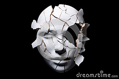 Broken porcelain head.AI generated Stock Photo