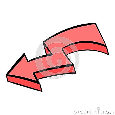 Broken red arrow icon, icon cartoon Vector Illustration