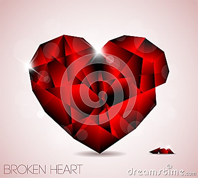 Broken red diamond jewel heart Stock Photo