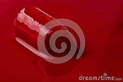 Broken red lipstick. Make up artist, beauty salon, beauty blog Stock Photo