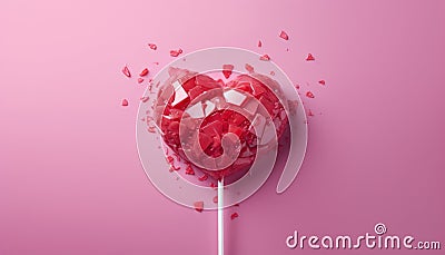 Broken red lollipop heart for Valentines day. The idea of unrequited love or divorce Stock Photo