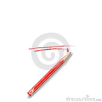 Broken red pencil with proofreading double underlining realistic 3d vector, symbol of editor to correct a written copy, Vector Illustration