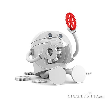 Broken robot with details of its mechanism. For your website projects Cartoon Illustration