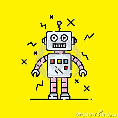 Broken robot icon Vector Illustration