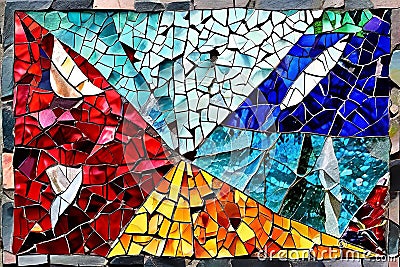 broken screen mosaic mosaic created using shards of broken scree Cartoon Illustration
