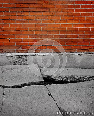 Broken Sidewalk Concrete Dangerous Cracked Stock Photo